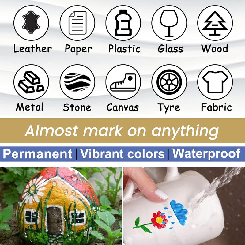 Overseas Orange Paint Pens Paint Markers - Permanent Acrylic Markers 2 Pack, Water Based, Quick Dry, Waterproof Marker Pen for Rock, Wood, Plastic, Metal, Canvas, Glass, Fabric, Mugs. Medium Tip - Image 5